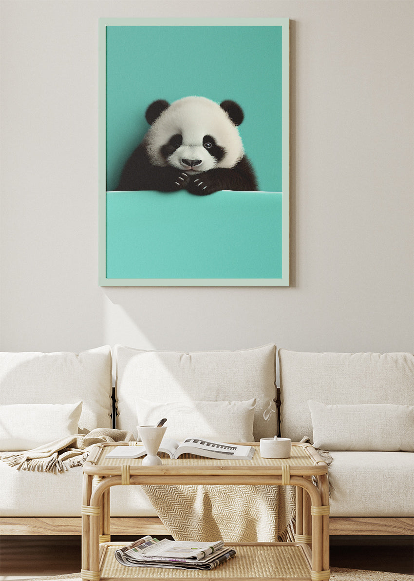 Cute Baby Panda Poster & Canvas Print – Minimalist Animal Art