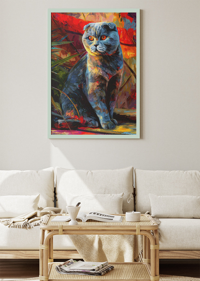 Blue Grey Cat Canvas Print & Poster – Bold Modern Feline Wall Art