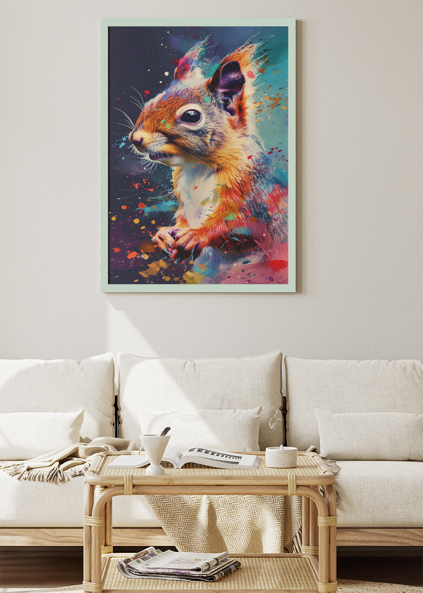 Colorful Squirrel Canvas Print & Poster – Modern Animal Wall Art