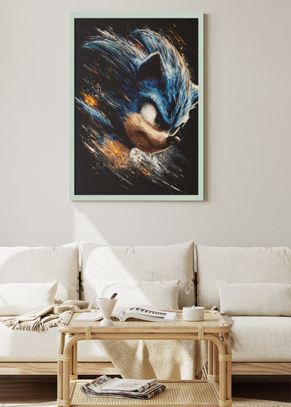 Blue Speed Hero Poster & Canvas Print – Dynamic Gaming Art