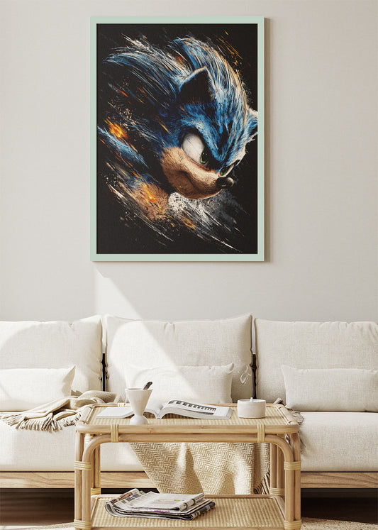 Blue Speed Hero Poster & Canvas Print – Dynamic Gaming Art