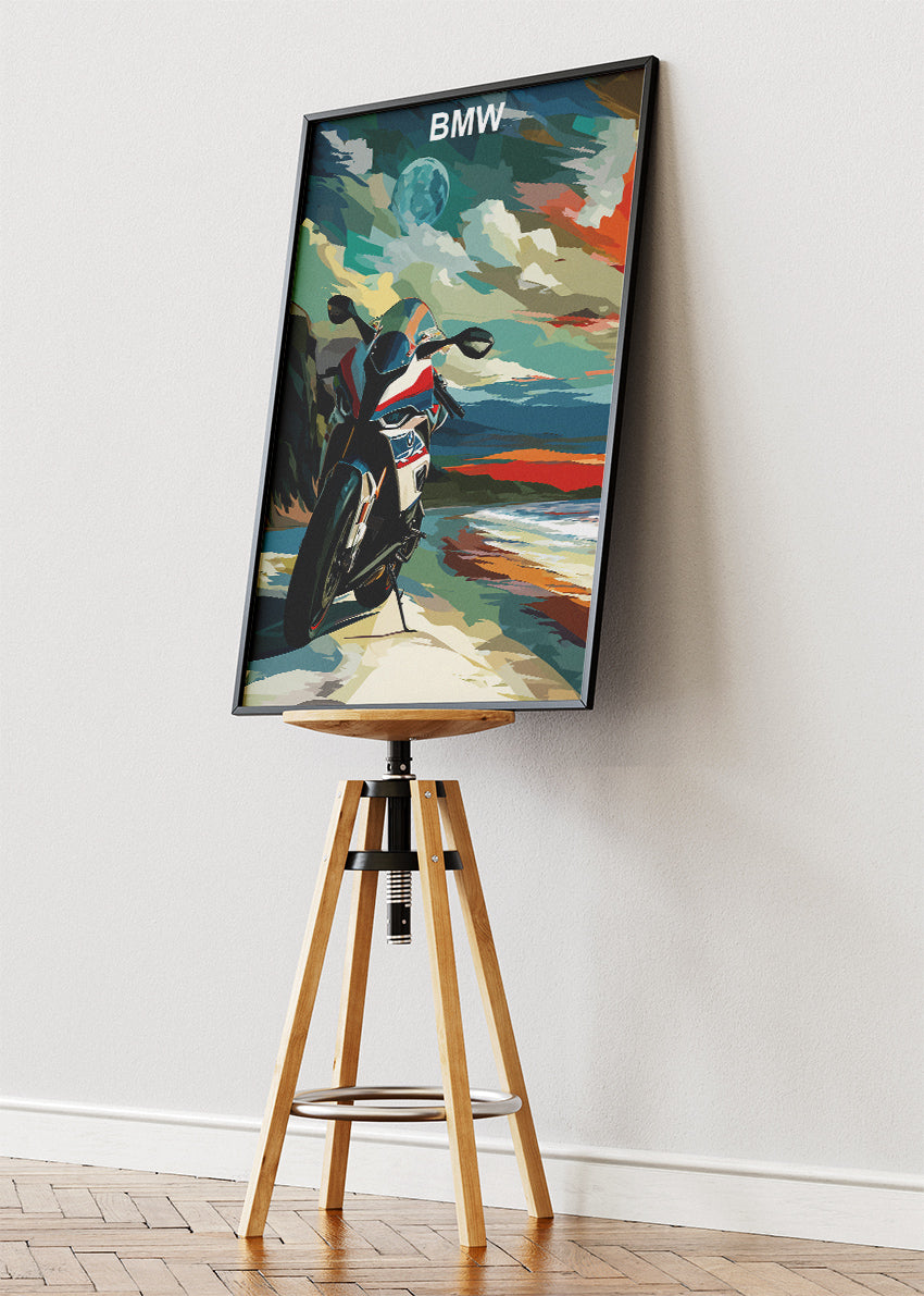 BMW Superbike Coastal Art Poster & Canvas