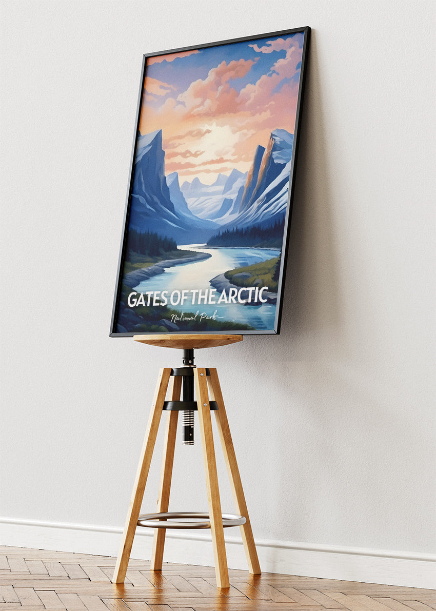Gates of the Arctic National Park Poster & Canvas Print – Arctic Mountain Landscape Illustration Wall Art