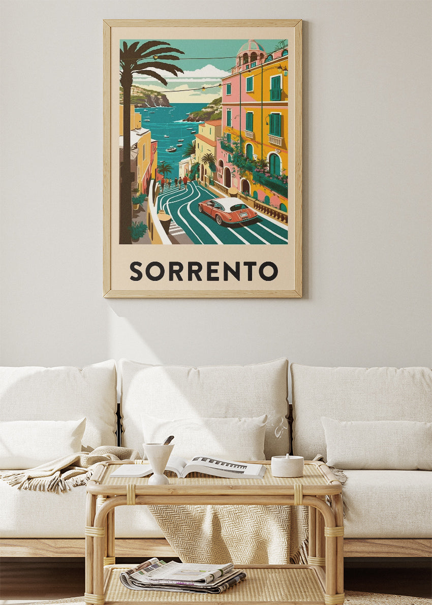 Sorrento Italy Poster & Canvas Print – Illustrated Amalfi Coast Street View Art