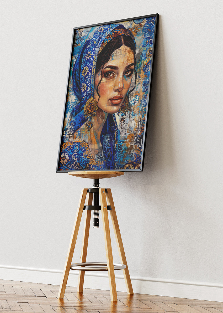 Royal Sapphire Mosaic Portrait Canvas & Poster Print – AI PRINT LAB
