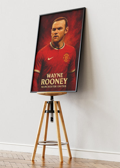 Wayne Rooney Manchester United Football Wall Art | Legendary Red Devils Striker Poster & Canvas