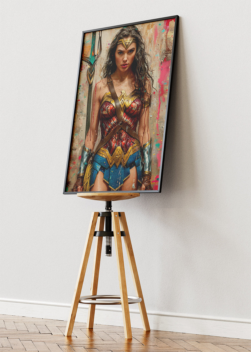Wonder Woman – Modern Warrior Portrait Canvas & Poster Print – AI PRINT LAB