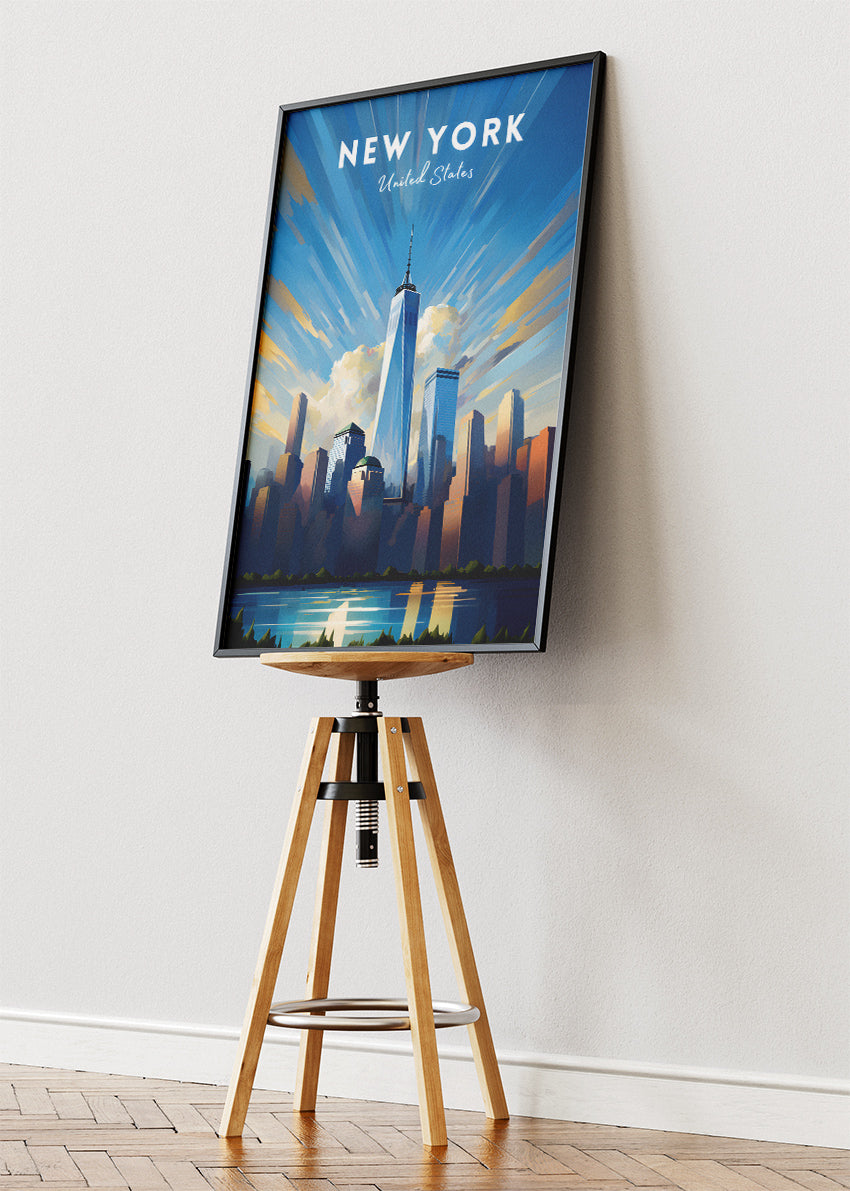 New York United States Poster & Canvas Print – One World Trade Center Skyline Illustration