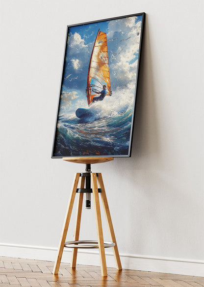 Ocean Energy Windsurfer – Dynamic Coastal Action Wall Art Poster & Canvas – AI PRINT LAB