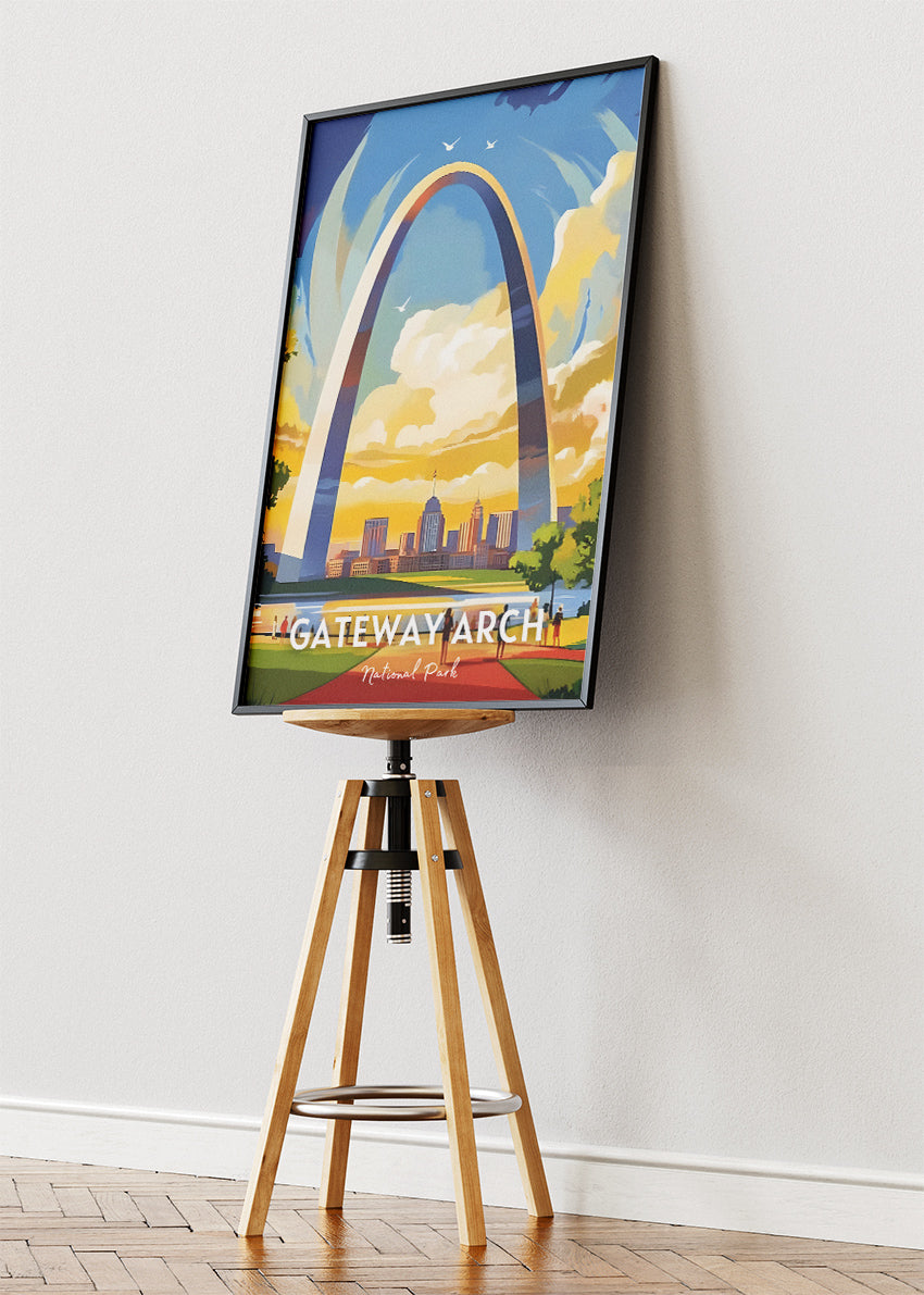 Gateway Arch National Park Poster & Canvas Print – St. Louis Skyline Illustration