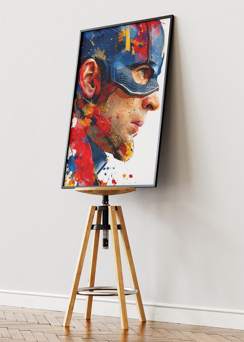 Captain America – Artistic Side Profile Canvas & Poster Print – AI PRINT LAB