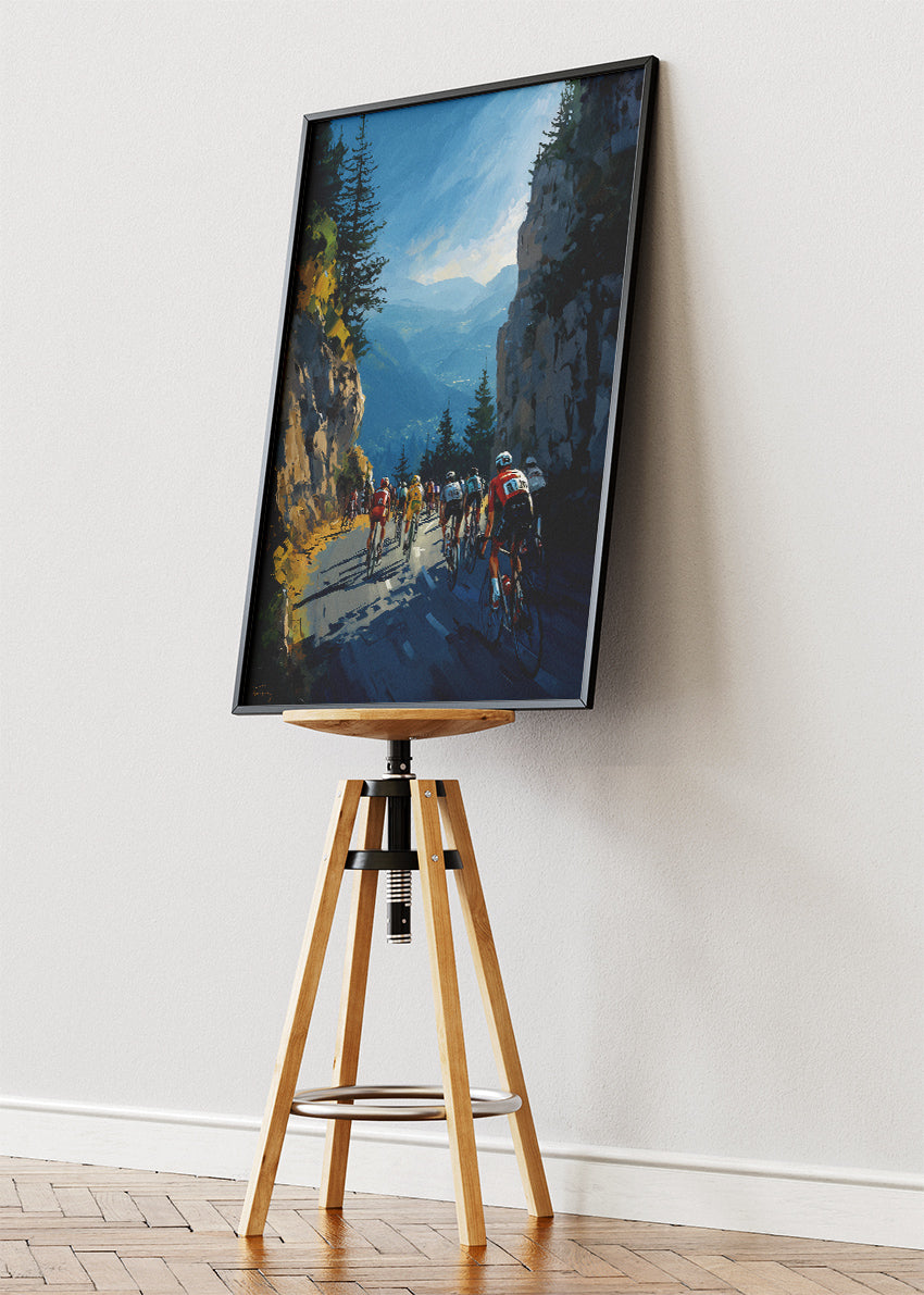 Mountain Pass Peloton Cycling Art Print & Canvas – Alpine Canyon Road Cycling Wall Art
