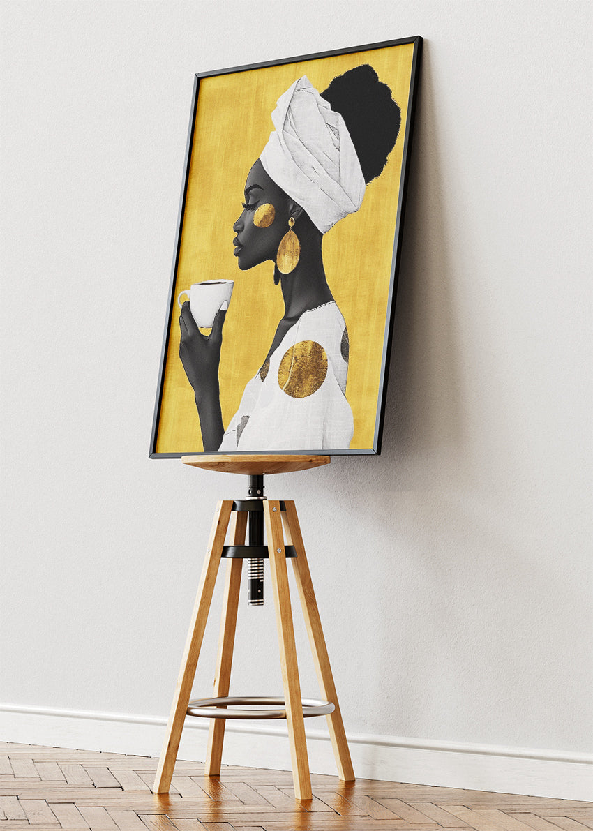 Golden Serenity Portrait Canvas & Poster Print – AI PRINT LAB