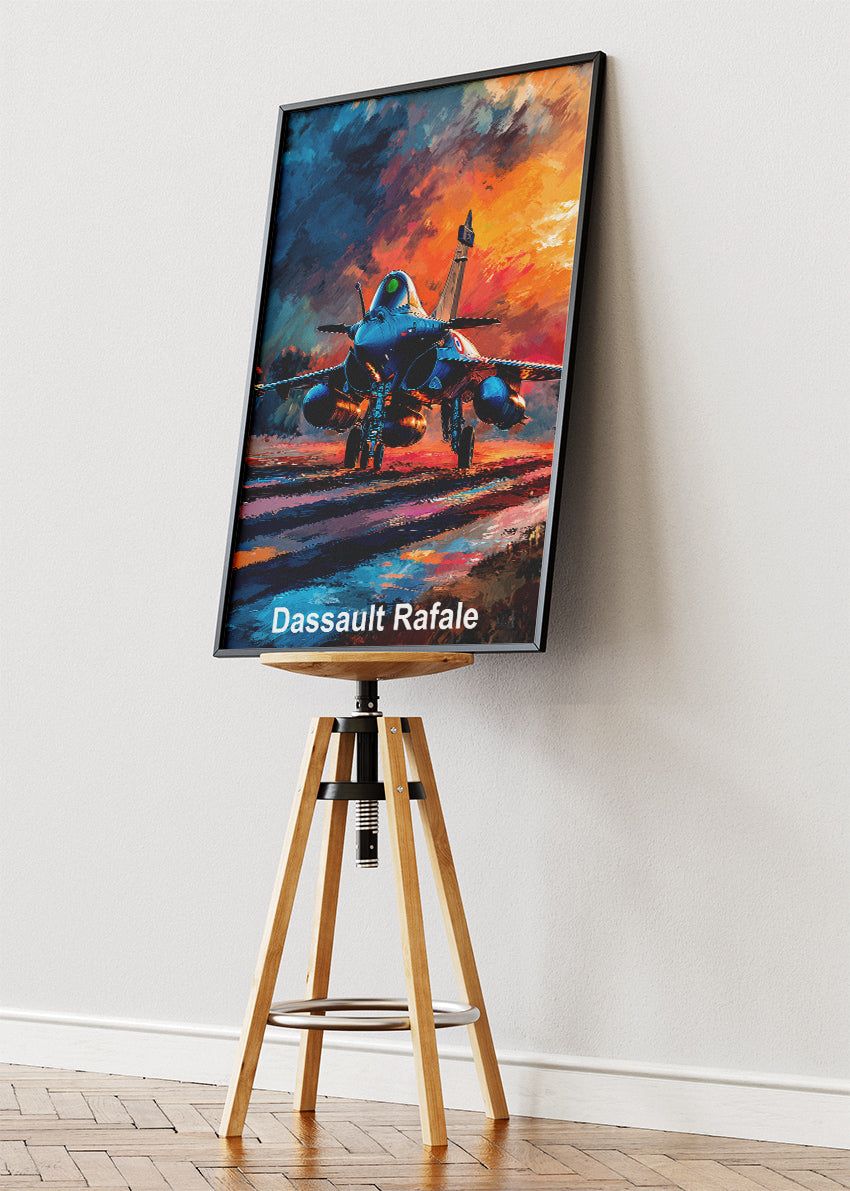 Dassault Rafale Sunset Fighter Jet Poster & Canvas Print – Vibrant Aviation Art – Aiprintlab