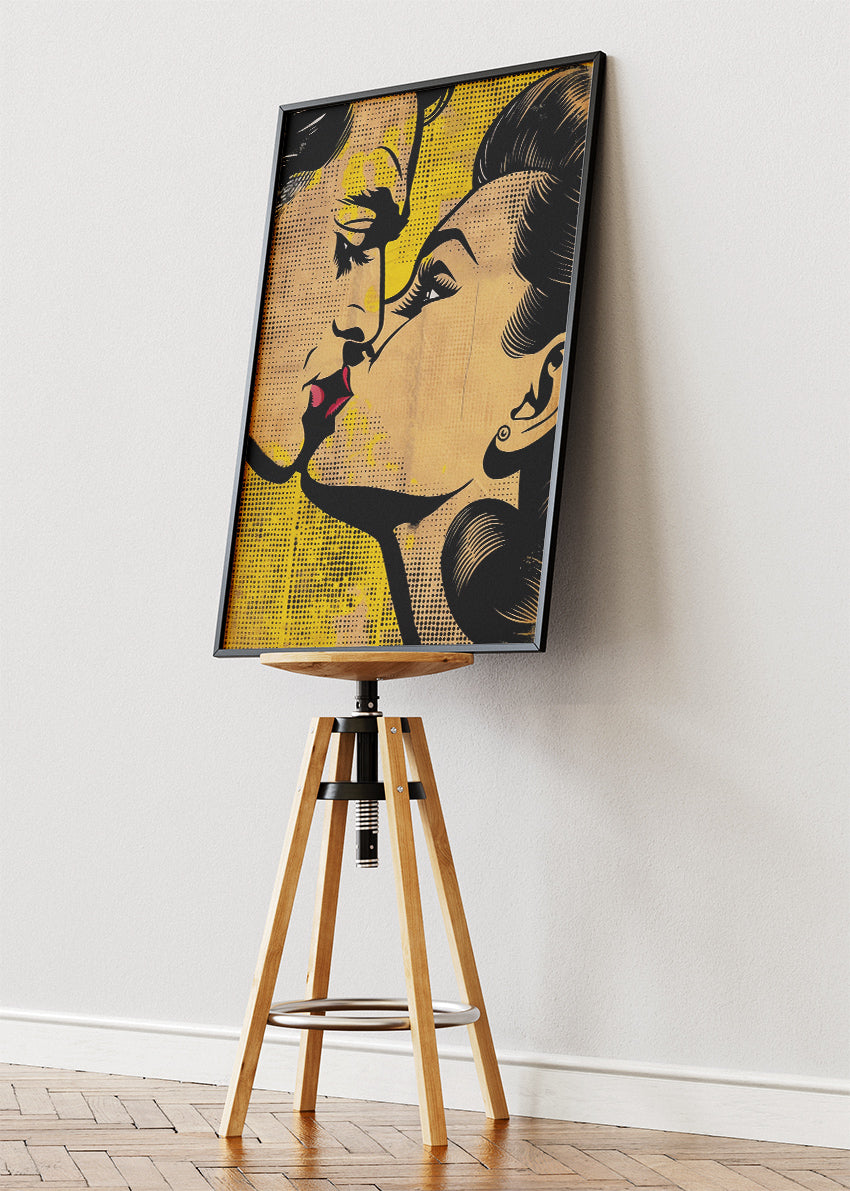 Retro Pop Art Kiss Canvas & Poster Print – AI PRINT LAB