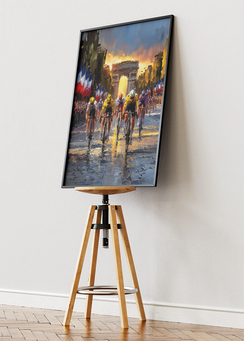Tour de France Arc de Triomphe Sprint Cycling Art Print & Canvas – Paris Champs-Élysées Finish
