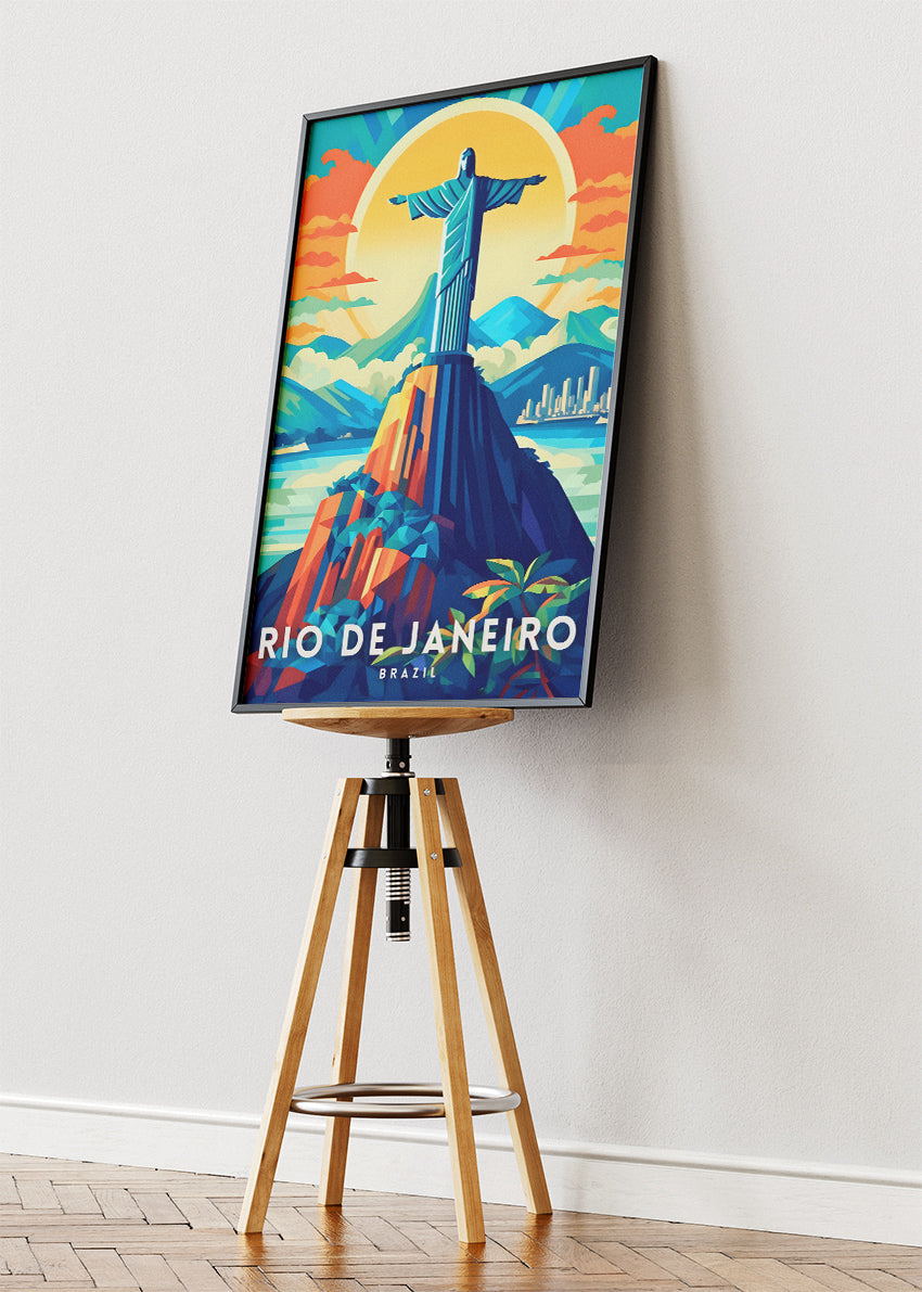 Rio de Janeiro Christ the Redeemer Travel Poster & Canvas Print – Brazil Wall Art
