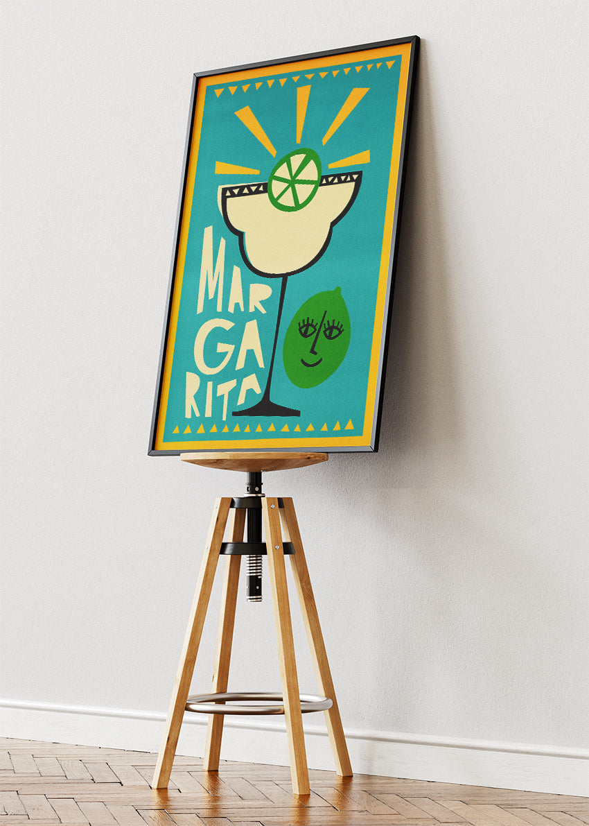 Margarita Retro Graphic Cocktail Poster & Canvas Print | Mid-Century Bar Wall Art
