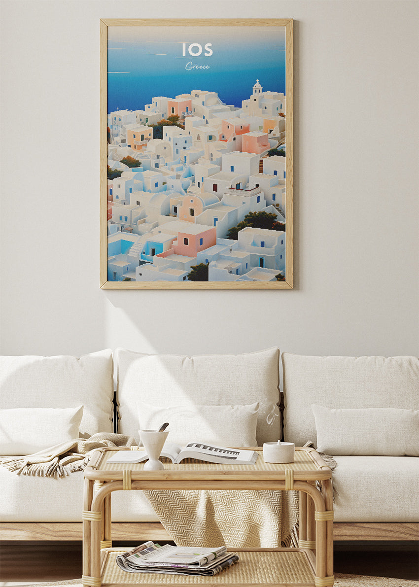 Ios Greece Poster & Canvas Print – Vintage Cycladic Island Art