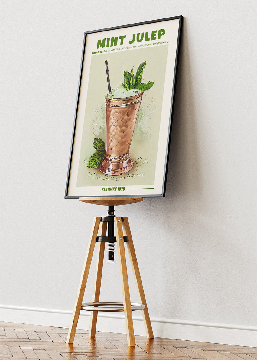 Mint Julep Classic Cocktail Poster & Canvas Print | Vintage Kentucky Bar Wall Art