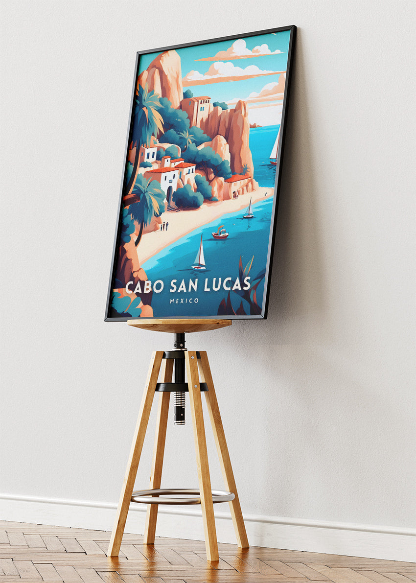Cabo San Lucas Mexico Poster & Canvas Print – Illustrated Coastal Beach Art