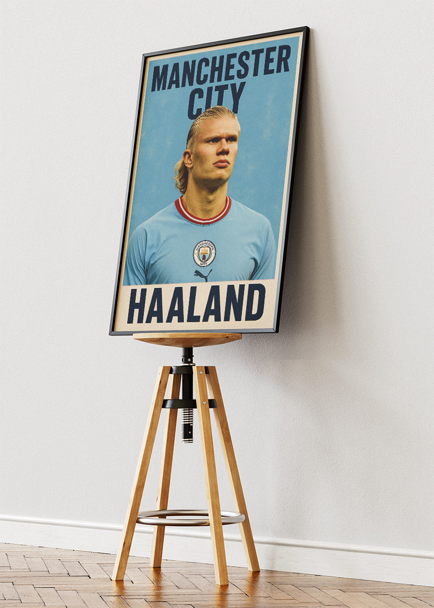 Manchester City Striker Tribute Poster & Canvas | Scandinavian Goal Machine Wall Art