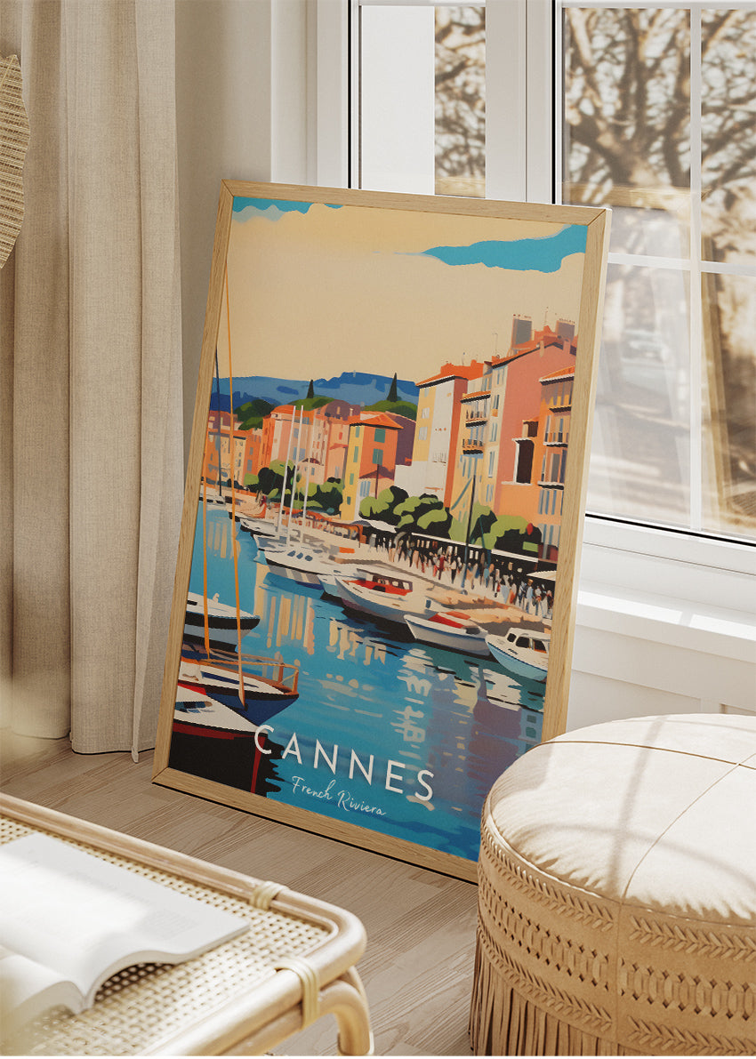 Cannes French Riviera Poster & Canvas Print – Vintage Coastal Travel Art