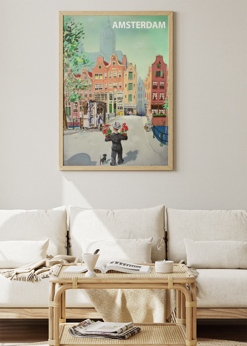 Amsterdam Vintage City Poster & Canvas Print – Retro Netherlands Street Art