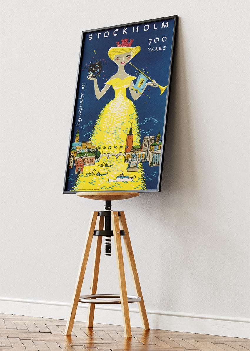 Stockholm 700 Years Poster & Canvas Print – Vintage Swedish Anniversary Travel Art