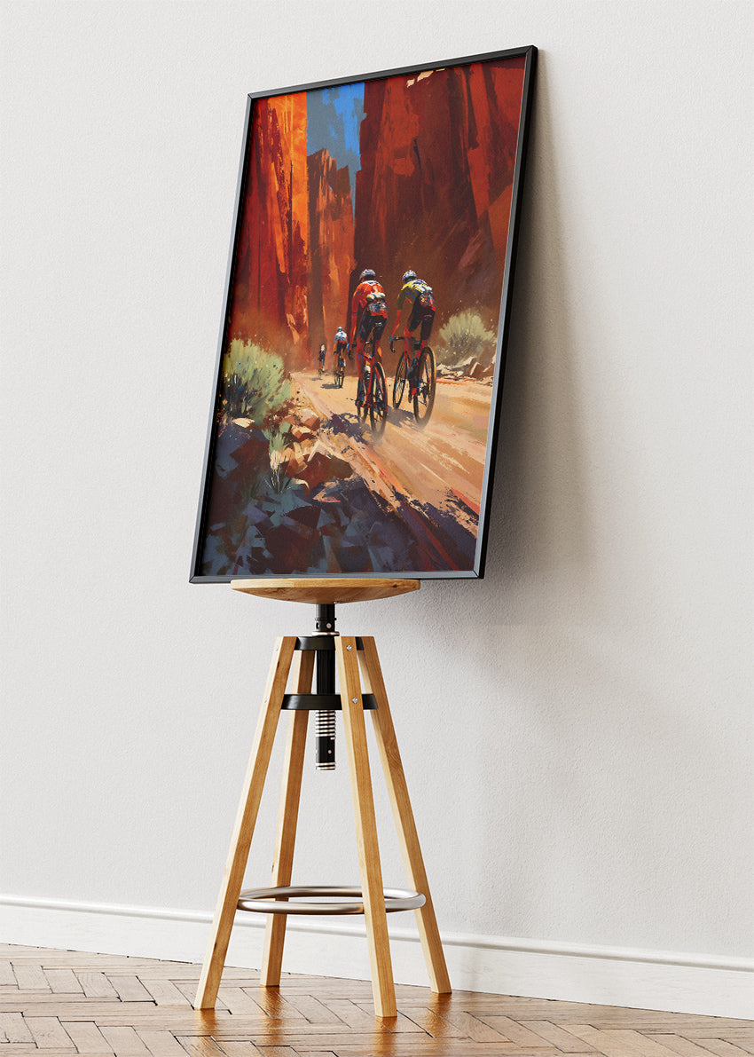 Mountain Road Cycling Art Print & Canvas – Adventure Cyclist Canyon Wall Art