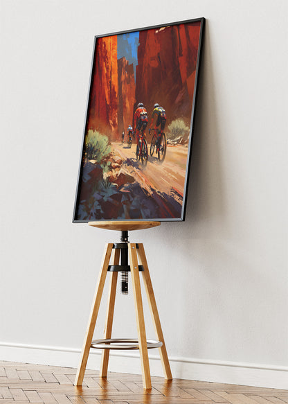 Mountain Road Cycling Art Print & Canvas – Adventure Cyclist Canyon Wall Art