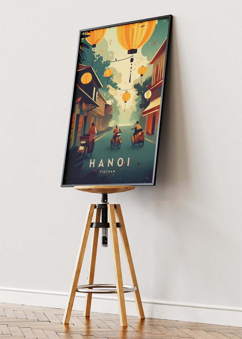 Hanoi Vietnam Poster & Canvas Print – Lantern Street Vintage Travel Wall Art