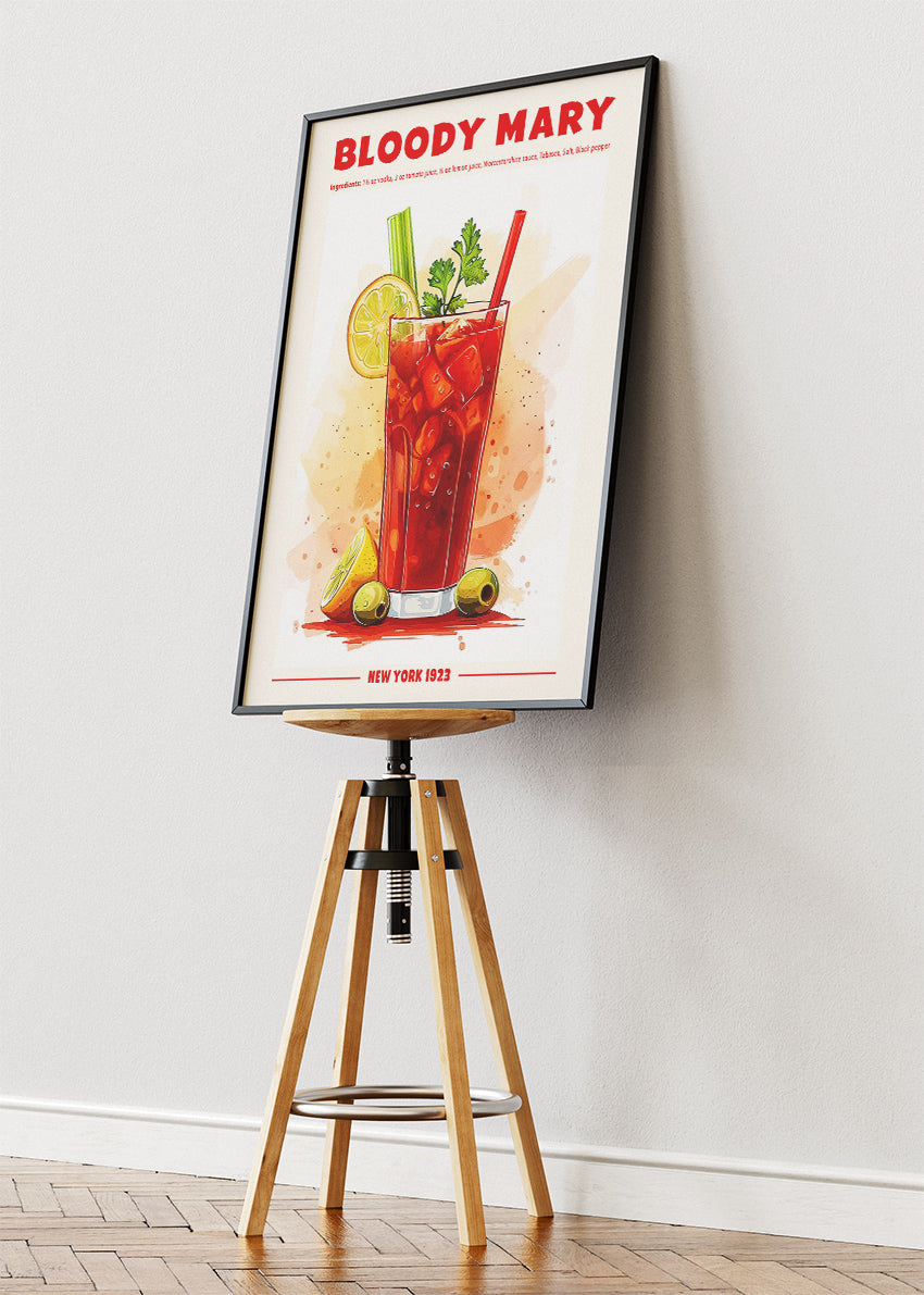 Bloody Mary Vintage Cocktail Poster & Canvas Print | Classic New York Bar Wall Art