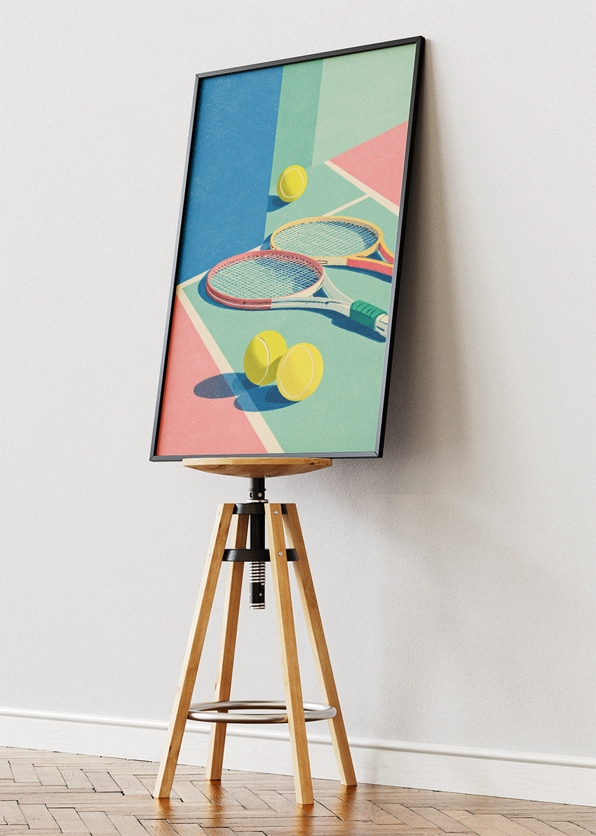 Tennis Court Rackets Poster & Canvas Print – Modern Sports Wall Art