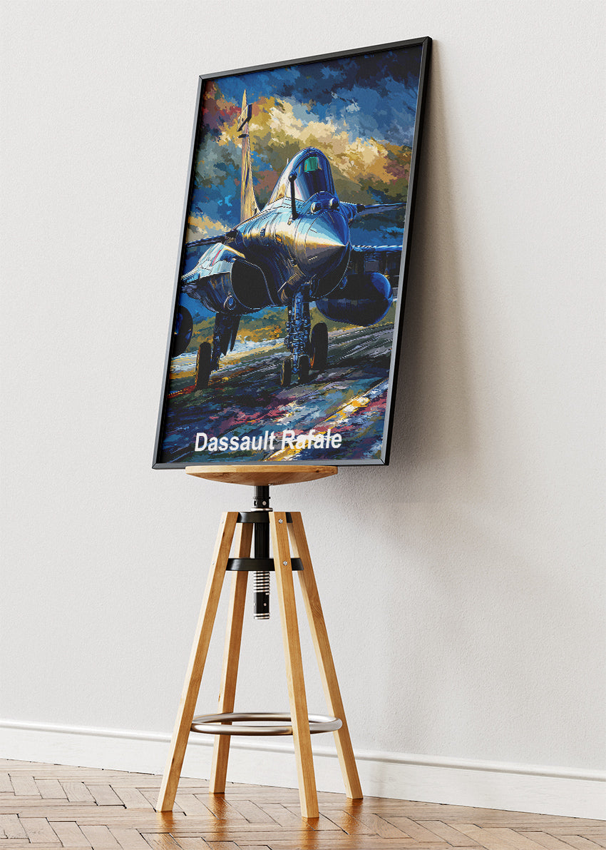 Dassault Rafale Storm Runway Poster & Canvas Print – Metallic Fighter Jet Artwork – Aiprintlab
