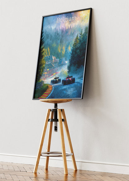 Belgium Formula 1 Spa Racing Poster & Canvas | Atmospheric Motorsport Wall Art