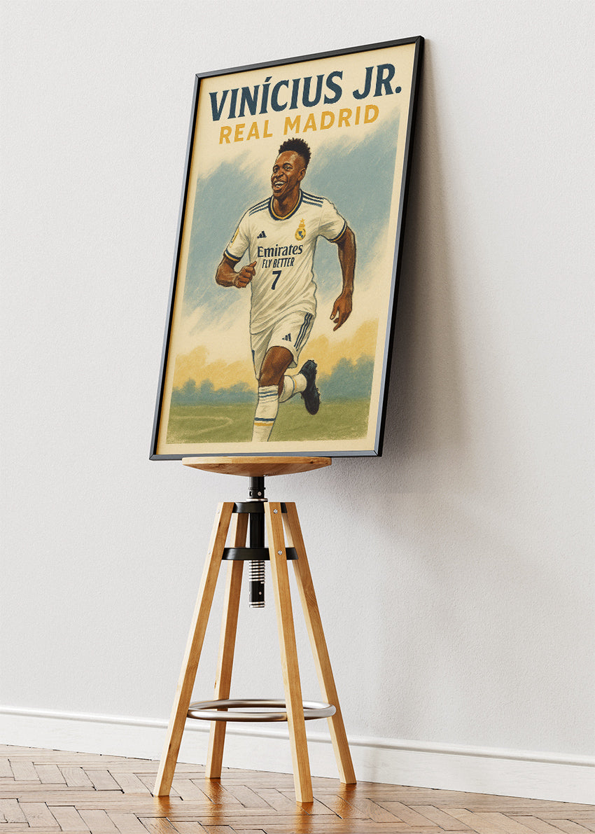 Vinícius Jr. Real Madrid Football Wall Art | Dynamic Winger Poster & Canvas