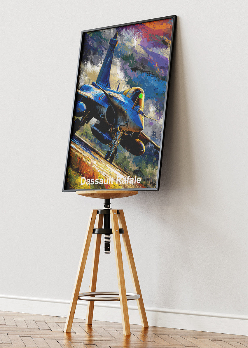 Dassault Rafale Sunset Ascent Poster & Canvas Print – Vibrant Fighter Jet Artwork – Aiprintlab