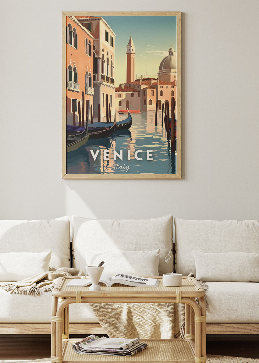 Venice Italy Poster & Canvas Print – Illustrated Canal View Art