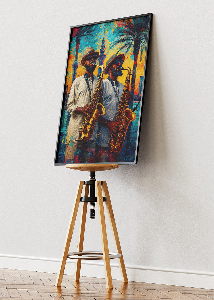Sunset Jazz Duo Canvas & Poster Print – AI PRINT LAB