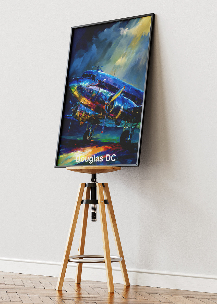 Douglas DC Vintage Aircraft Poster & Canvas Print – Classic Propeller Plane Art – Aiprintlab