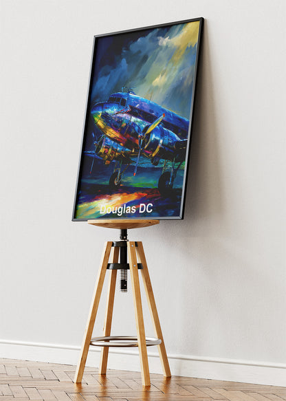 Douglas DC Vintage Aircraft Poster & Canvas Print – Classic Propeller Plane Art – Aiprintlab