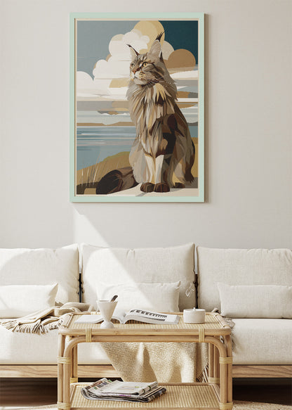 Maine Coon Cat Poster & Canvas Print – Coastal Modern Pet Art