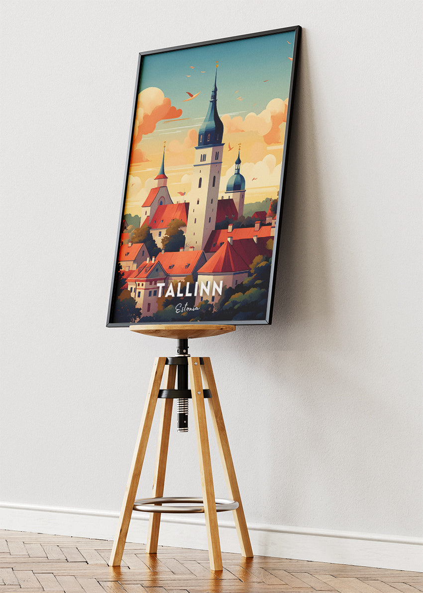 Tallinn Estonia Old Town Poster & Canvas Print – Vintage Nordic Travel Art