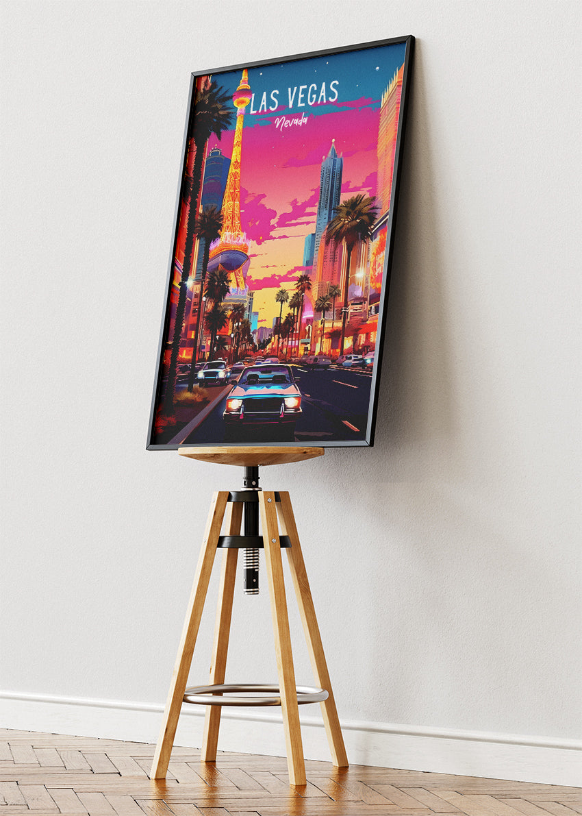 Las Vegas Nevada Poster & Canvas Print – Neon Sunset Strip Illustration