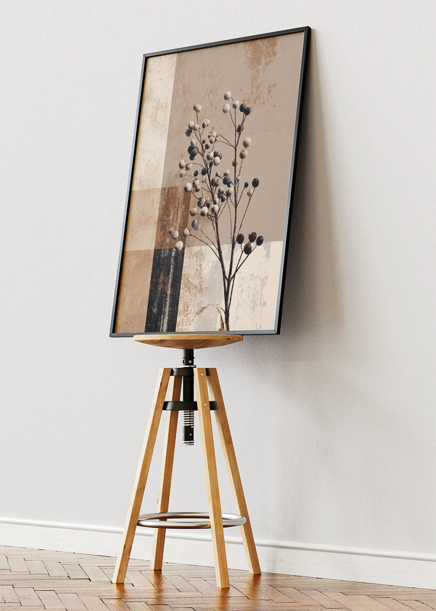 Neutral Botanical Branch Wall Art – Modern Earth Tone Canvas Print | Minimalist Nature Portrait Poster