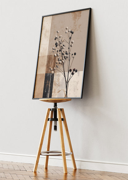 Neutral Botanical Branch Wall Art – Modern Earth Tone Canvas Print | Minimalist Nature Portrait Poster