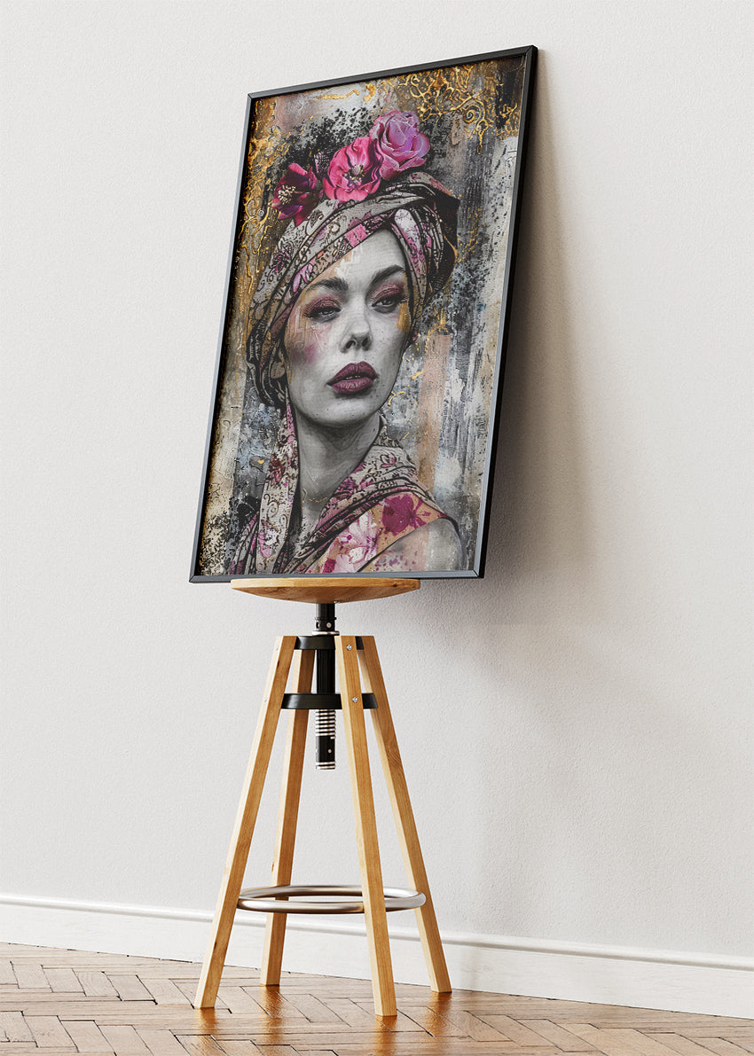 Vintage Rose Elegance Portrait Canvas & Poster Print – AI PRINT LAB
