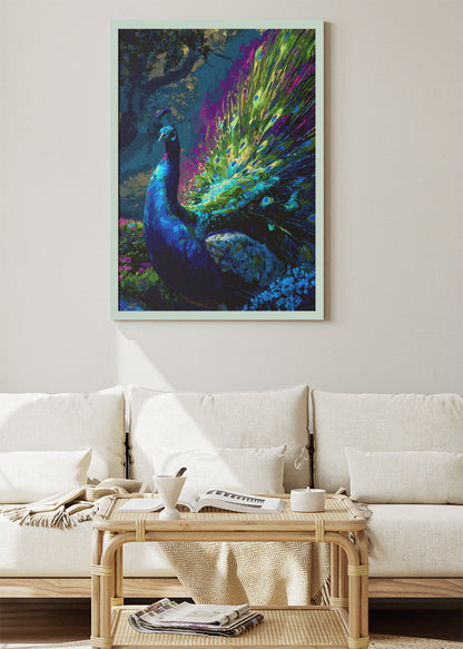 Peacock Poster & Canvas Print – Vibrant Exotic Bird Artwork