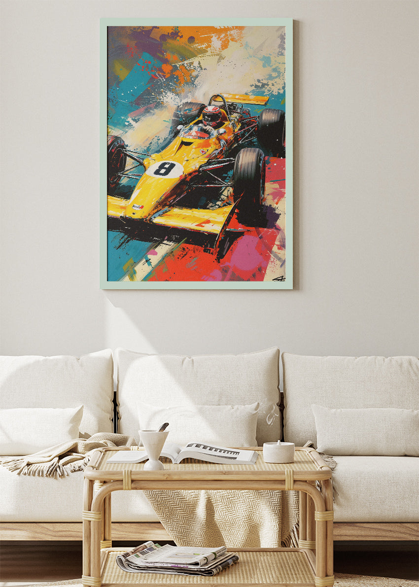 Vintage Formula Racing Car Abstract Splash Canvas Print & Poster – AI PRINT LAB